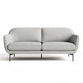 Modern two-seat sofa in light grey fabric with metal legs 180 x 85 x 75cm