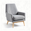 Gray fabric armchair with wooden legs and modern design 85 x 75 x 90cm