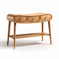 Sleek wooden console table with three drawers and open shelf 80 x 40 x 75cm
