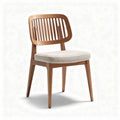 Wooden dining chair with upholstered seat and modern slatted back 45 x 45 x 85cm