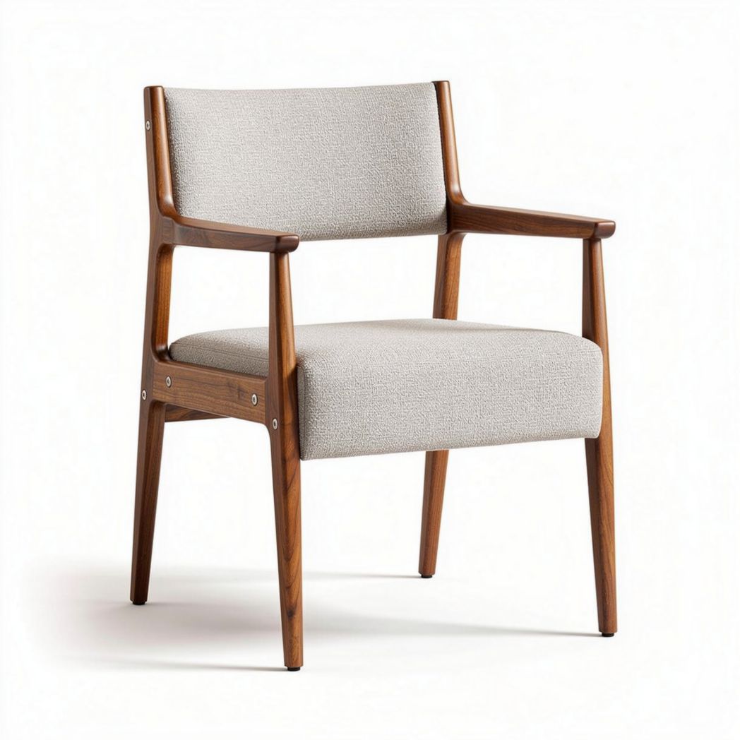Upholstered accent chair with wooden frame in light gray 60 x 60 x 80cm