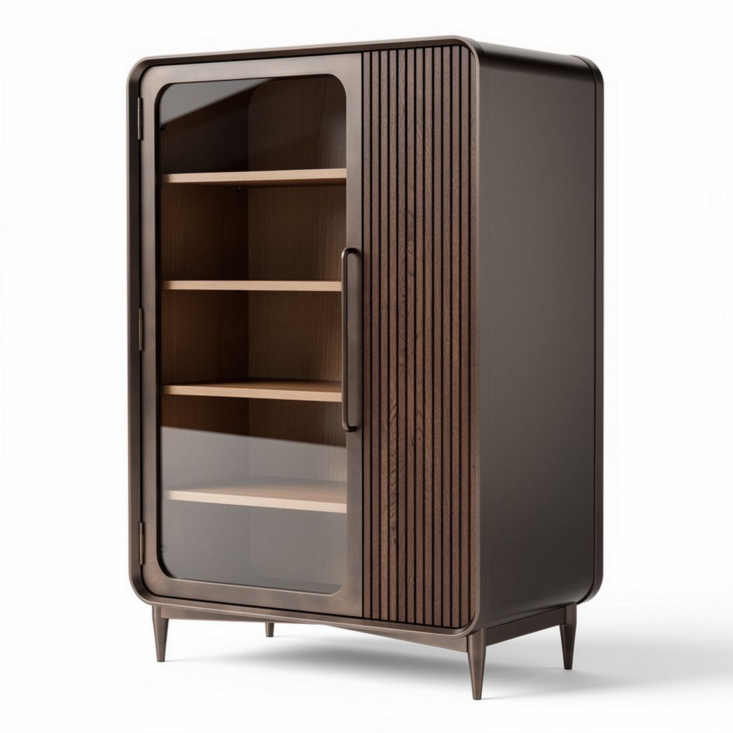 Wooden display cabinet with glass doors and adjustable shelves 90 x 50 x 120cm