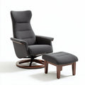 Reclining armchair in grey fabric with matching footrest dimensions 80 x 75 x 100cm