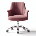 Fabric office chair with swivel base and chrome casters in pink 60 x 60 x 90cm