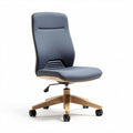 Adjustable office chair with fabric upholstery and wooden base in blue 45 x 45 x 90cm