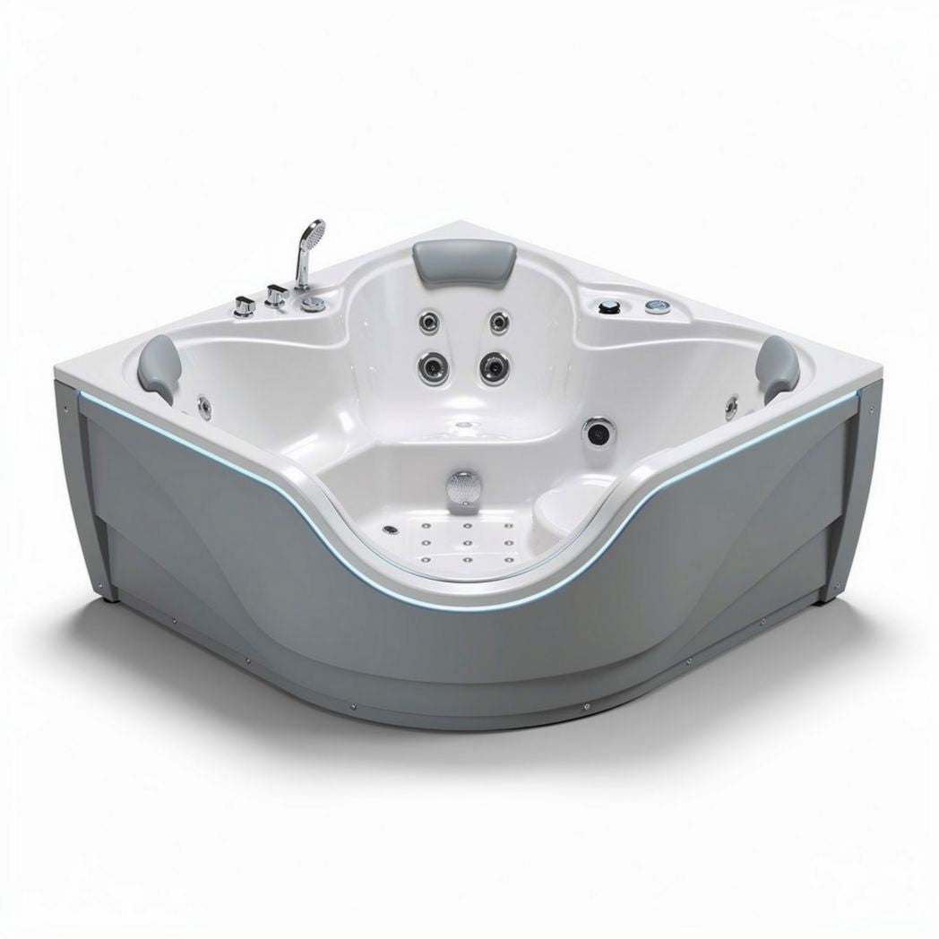 Corner hot tub 150 x 150 x 70cm with multiple jets and water controls