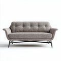 Two-seater sofa in gray fabric with metal legs measuring 180 x 80 x 75cm